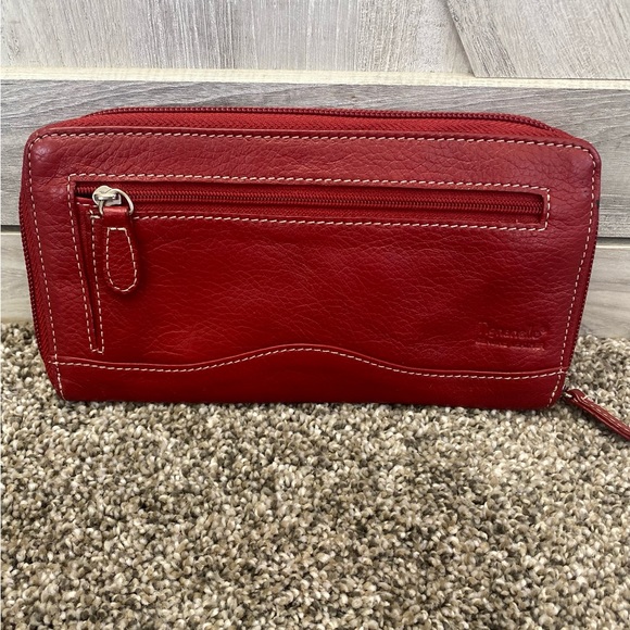 Tignanello Red Leather Zip Around Wallet Large 7.5" x 4.25" - Picture 5 of 12
